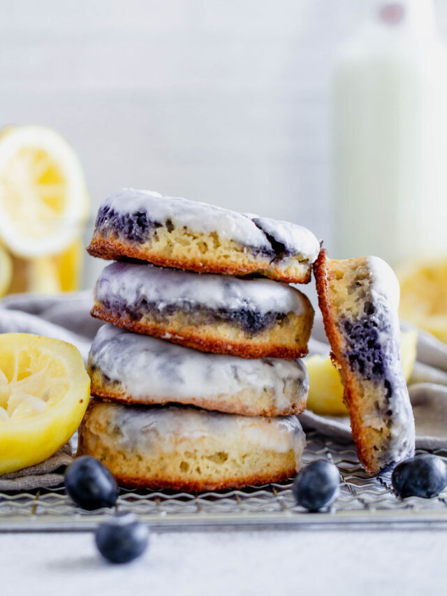 Baked Keto Gluten Free Lemon Blueberry Donuts
