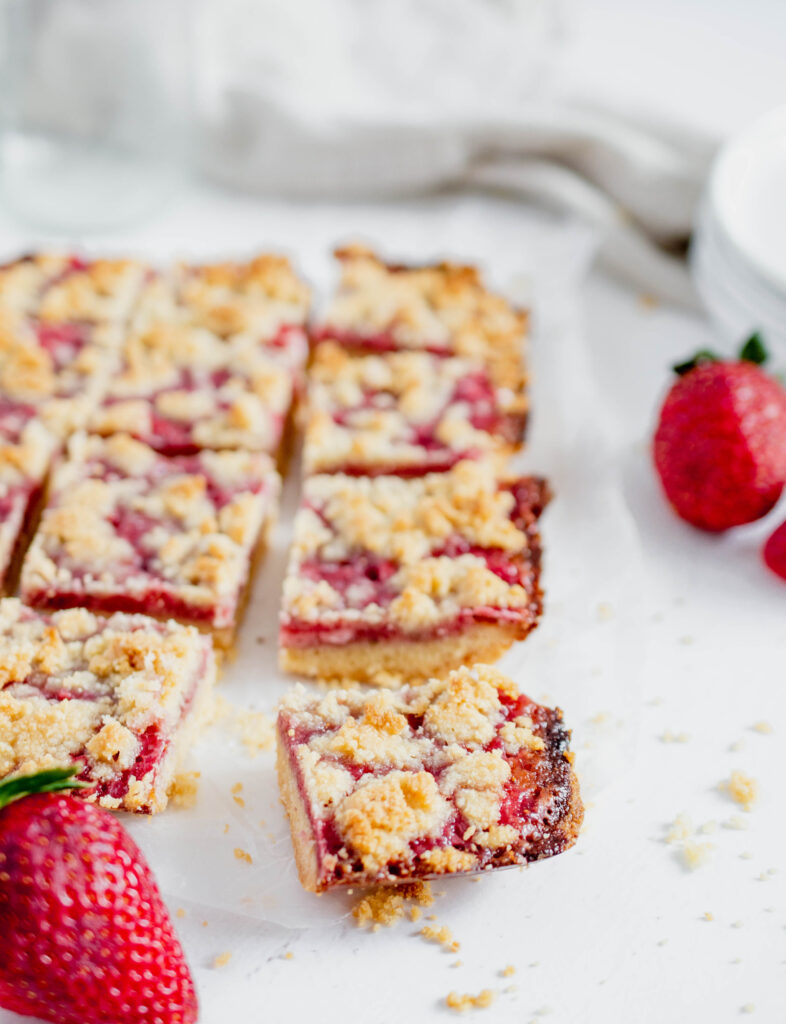 close up photo of a strawberry cookie bar