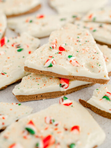 Easy Vegan Peppermint Bark two stacked on top of each other