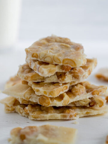 stack of sugar free peanut brittle