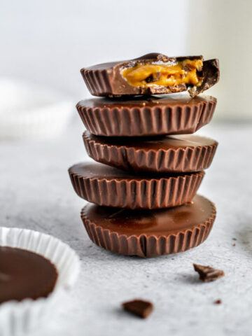 stack of vegan peanut butter cups