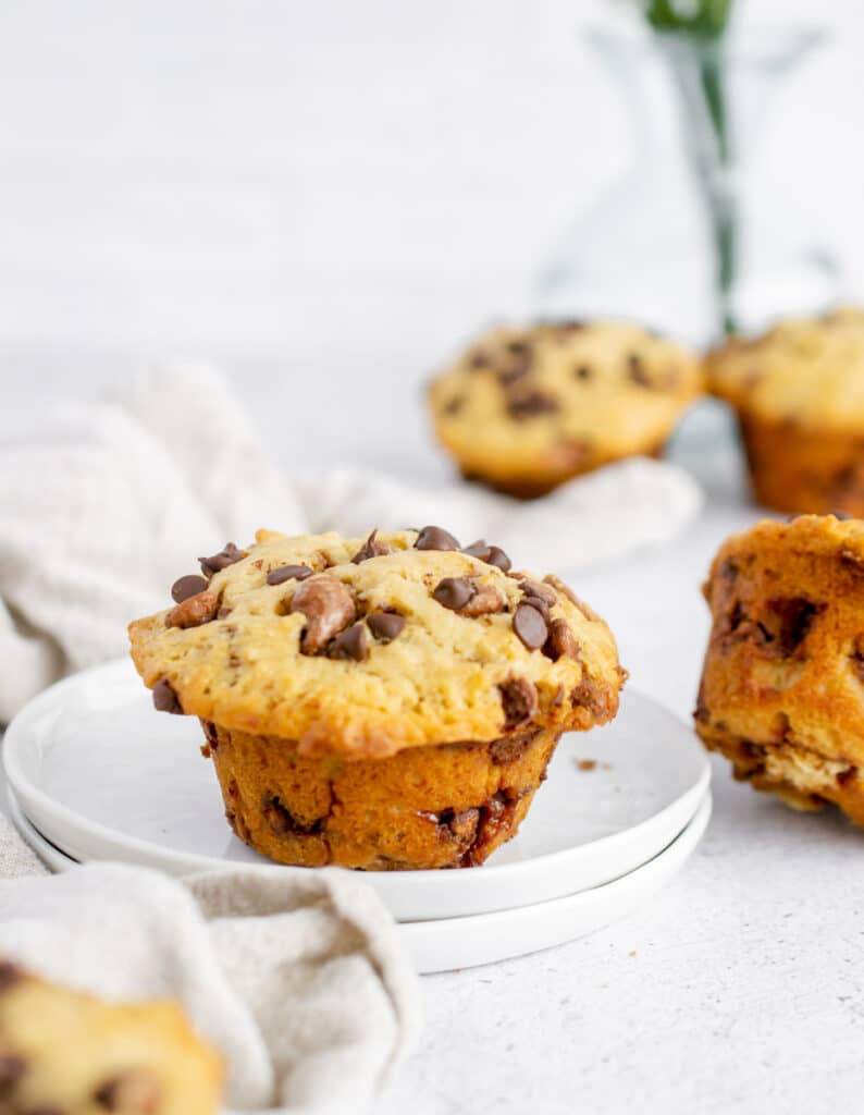 vegan chocolate chip muffins on a plate