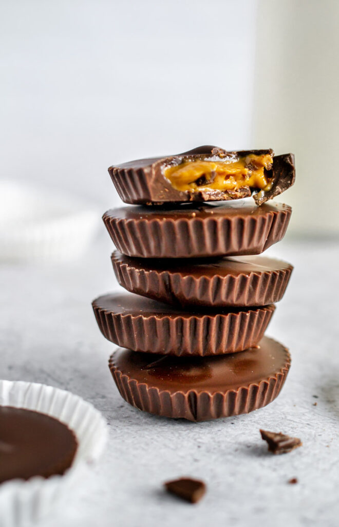stack of vegan peanut butter cups