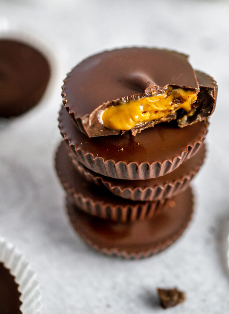 stack of vegan peanut butter cups