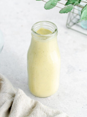 high calorie smoothie in a milk glass