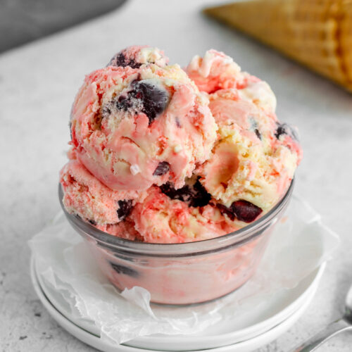 bowl of black cherry ice cream