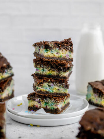 stack of birthday brownies
