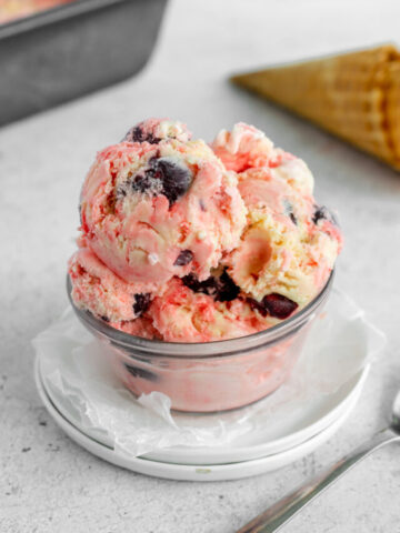 bowl of black cherry ice cream