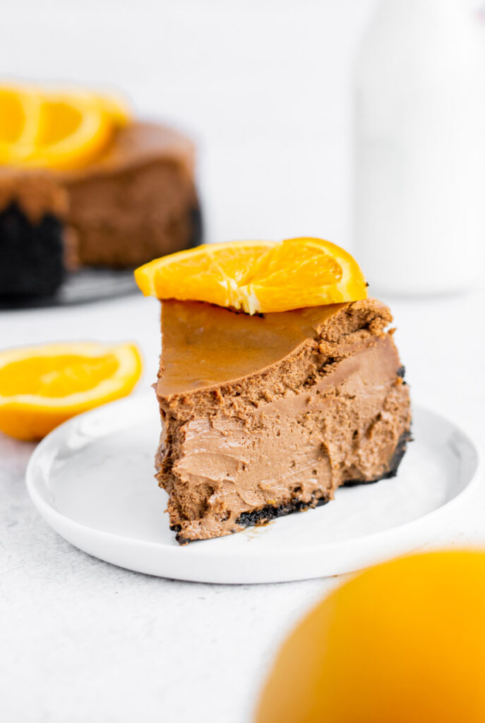 slice of chocolate orange cheesecake