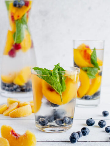peach water in a glass