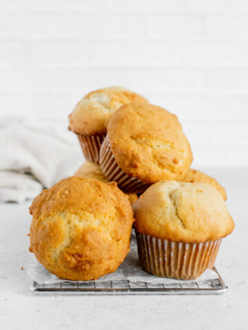 stack of vanilla muffins