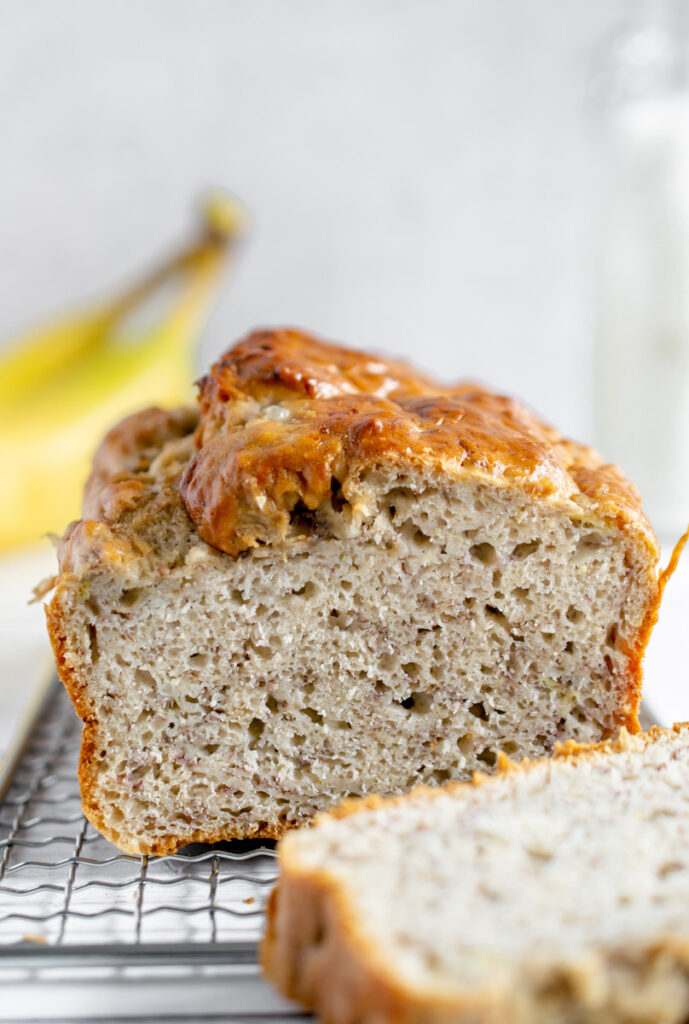 4 ingredient banana bread on a cooling rack