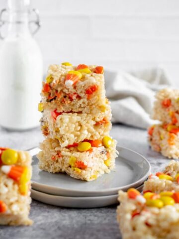 stack of halloween rice krispie treats