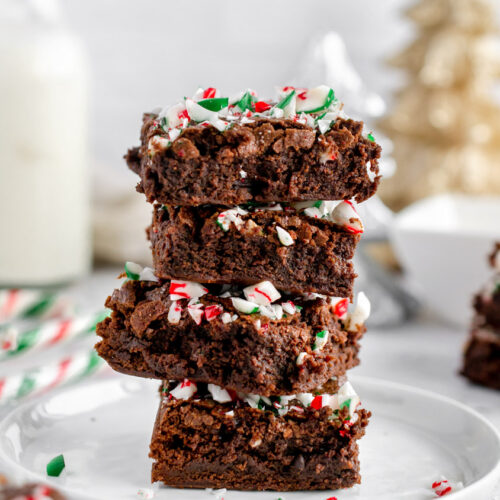 stack of peppermint brownies