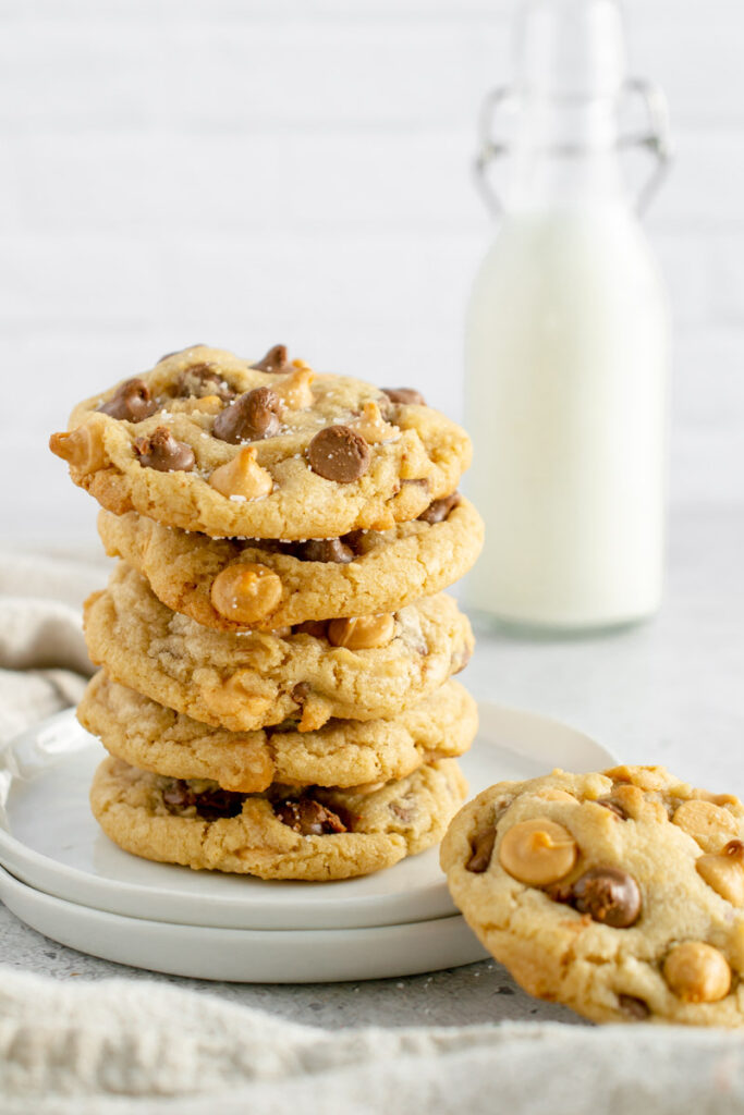 stack of butterscotch chocolate chip cookies